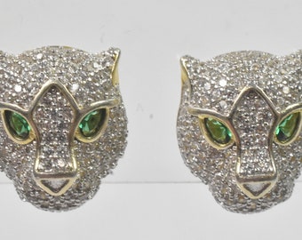 Gold Vermeil Panther Stud Earrings in Sterling Silver by FZN