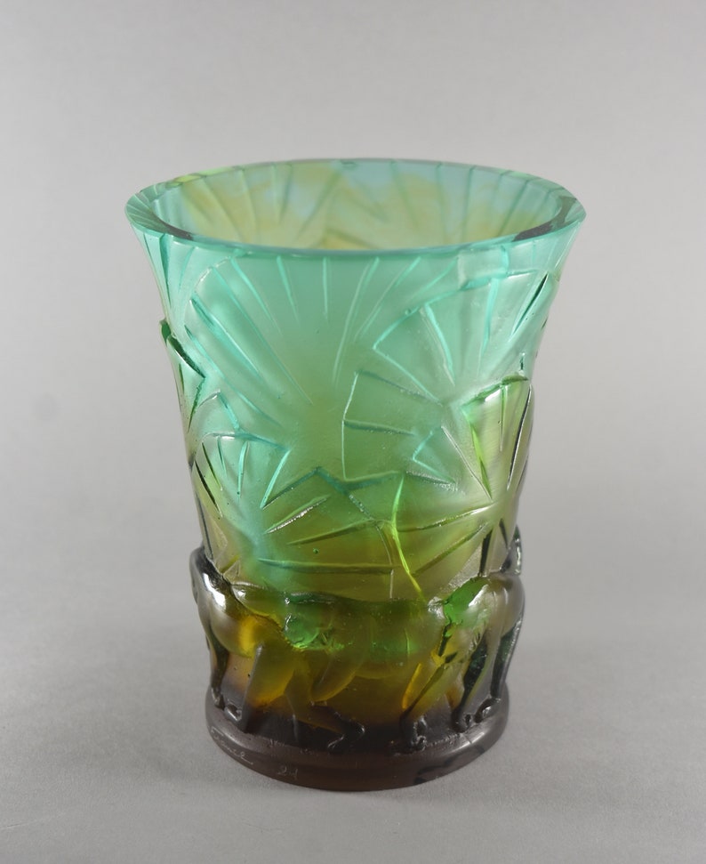 Daum France Pate De Verre Crystal Monkey Small Vase Etsy