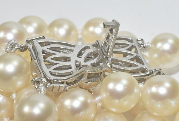 Double Strand Pearls 14K and Diamond Clasp - image 6
