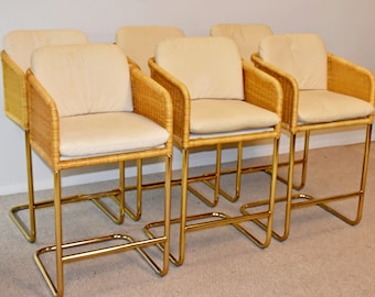 Harvey Probber Style Wicker Stools by Preview Furniture, Qty 3 Stools
