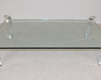 Karl Springer Lucite and Glass Coffee Table