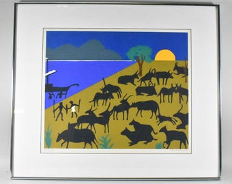 Romare Bearden "Cattle of the Sun God" Odysseus Series Screenprint 2/30