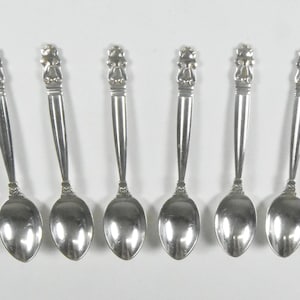 Georg Jensen Sterling Silver Acorn Pattern Tea Spoons, Priced Per