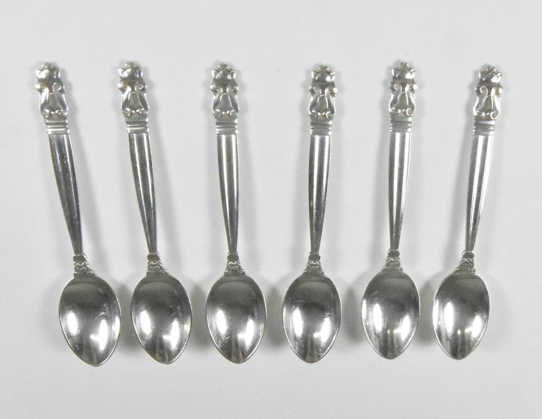 Georg Jensen Sterling Silver Acorn Pattern Tea Spoons, Priced Per