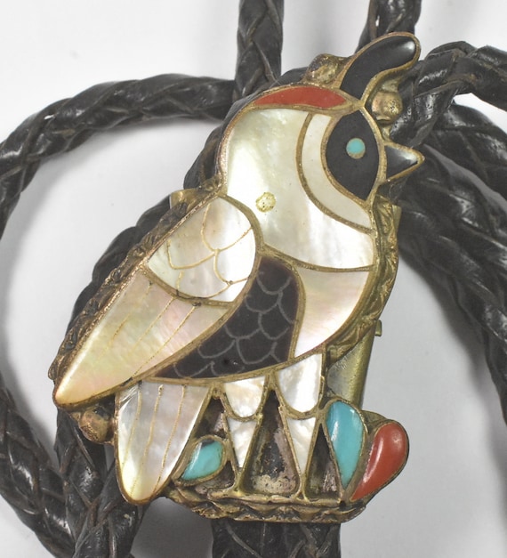 Signed Zuni Quail Bolo by Porfilio Sheyka - image 1