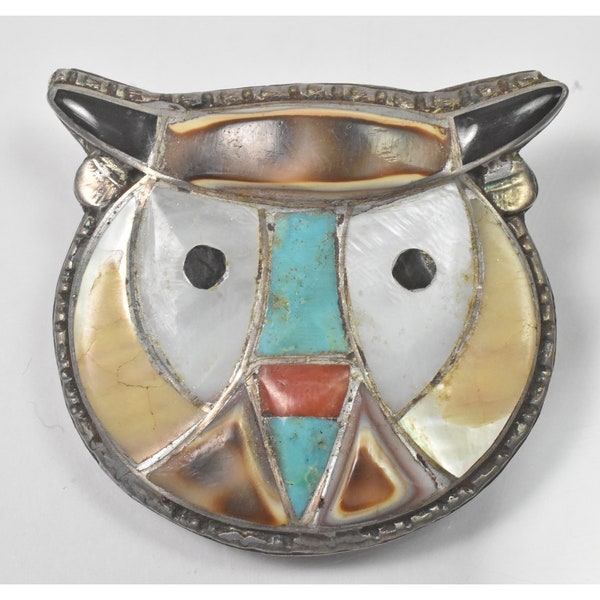 Zuni Ted Edaakie Mosaic Inlay Horned Owl