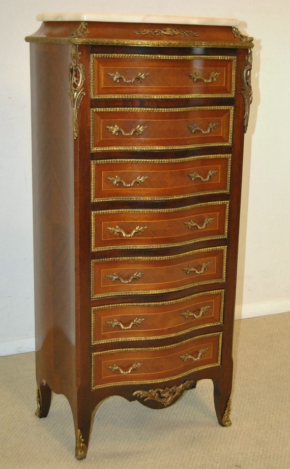 Antique French Mahogany Marble Top Lingerie Chest Etsy