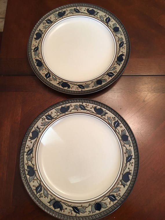 Mikasa Intaglio Arabella Set of 2 Dinner Plates Blue Green Mikasa Intaglio Arabella Set of 2 Dinner Plates Blue Green