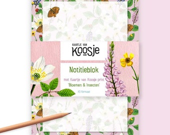 A5 Notitieblok - Bloemen & Insecten