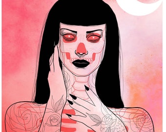 Skull girl print / Illustration
