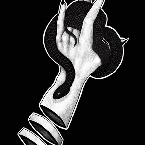 Hand with Black Snake print / Black snake print