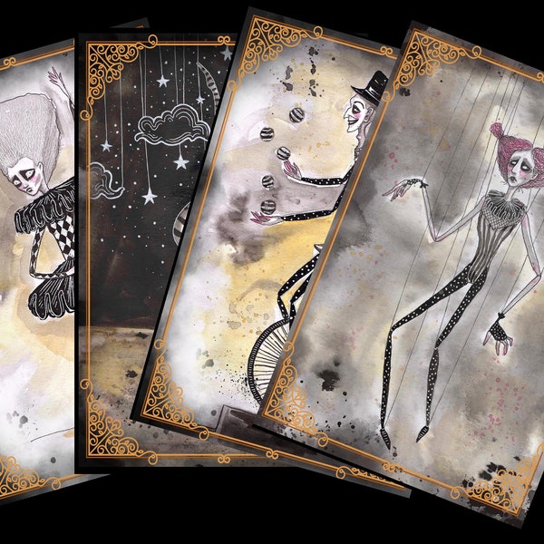 Dark circus set of 4 postcards/Prints