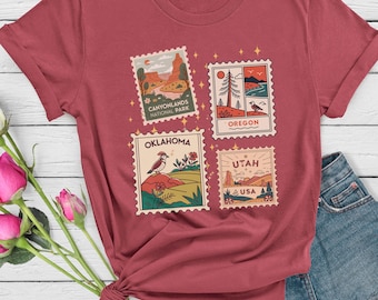 Vintage Travelers Stamps Comfort Colors Tee: Retro Vacation T-Shirt