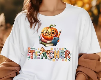 Fall Teacher Shirt: Pumpkin Graphic Tee - Autumn Clothing