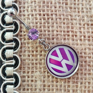 316L Surgical Steel 10mm Bar Handmade LilacPurple Flower Bohemian Dangle Belly Bar Navel Ring