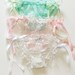 Transparent froufrou panties with small hearts to tie with ribbons in white, pink or mint green satin 