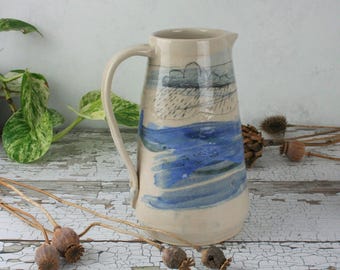 Personalisierte Keramik Krug | Handgefertigter Keramikkrug | Ozean inspiriert Wohnkultur | Küsten Geschenk