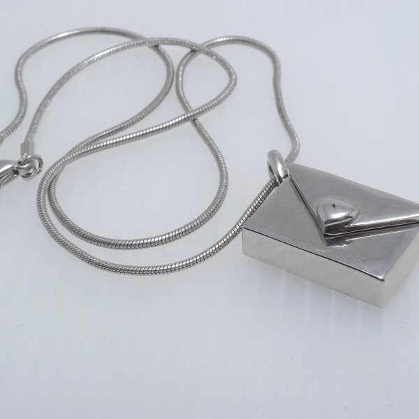 Sterling Silver Poison Pendant Opening Envelope Necklace Secret Compartment