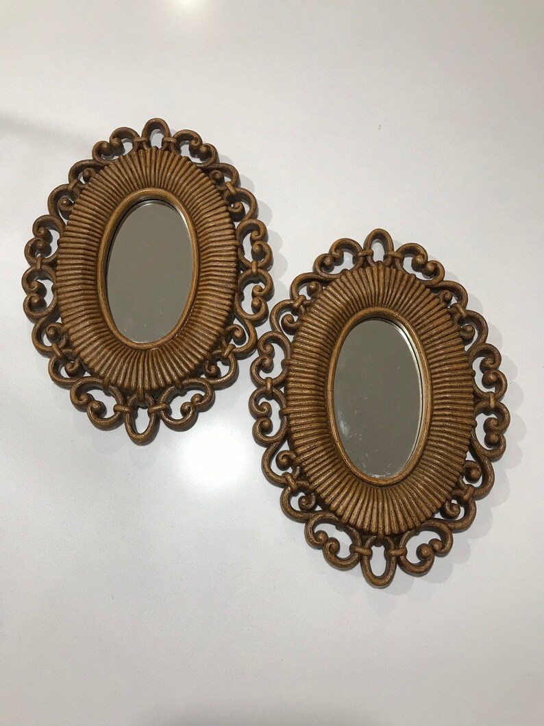 Set Of 2 Vintage Oval Mirrors
