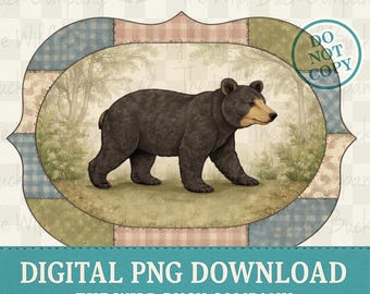 Quiltpatch zwarte beer, png-download
