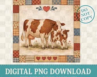 Cow Quilt Patch PNG Download