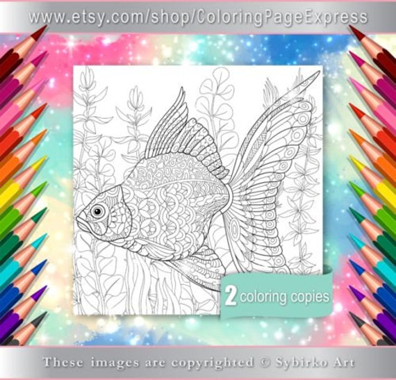 Download Coloring Pages For Adults Digital Coloring Page Goldfish Etsy