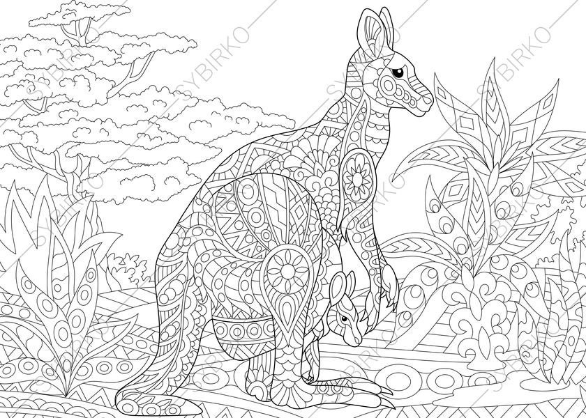 Download Australian Kangaroo. Wallaby Family. 2 Coloring Pages. Animal | Etsy