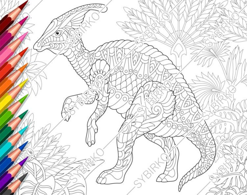 Coloring pages for adults. Hadrosaur Dinosaur. Adult ...