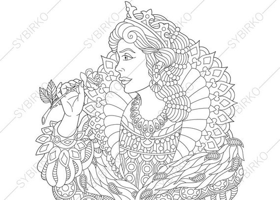 Vintage Queen. Coloring Pages. Coloring book pages for Kids | Etsy