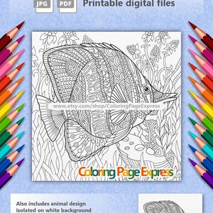 Lionfish Coloring Page Adult Coloring Page Coloring Page For Etsy