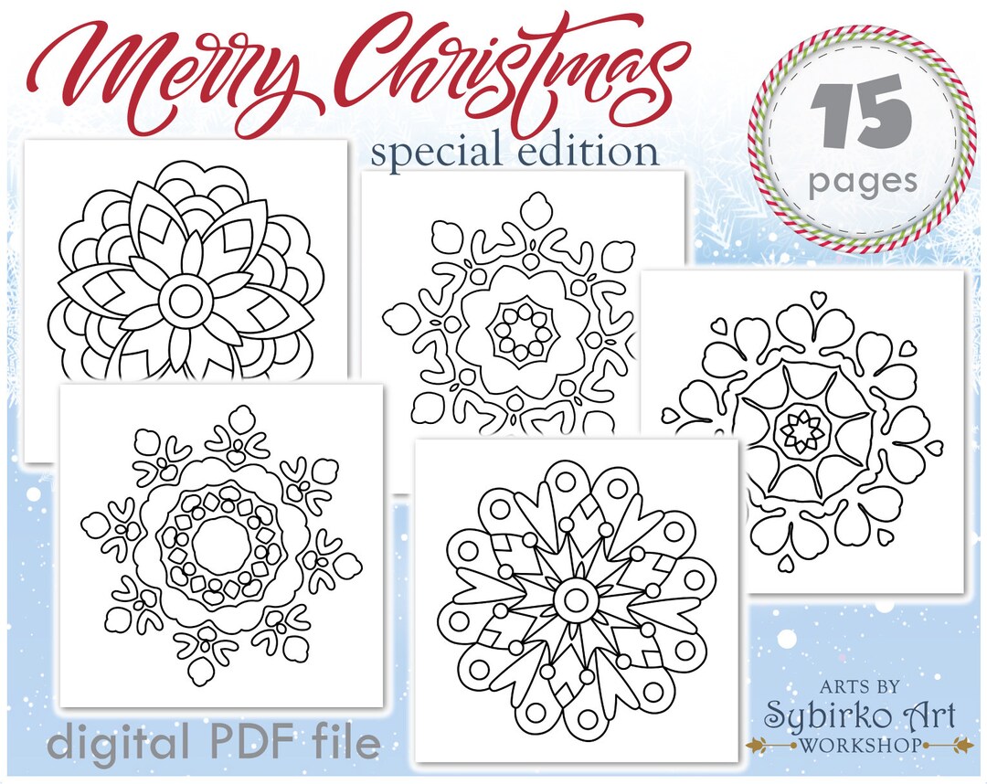 Christmas Snow Coloring Pages. Coloring Book for Adults and Kids ...