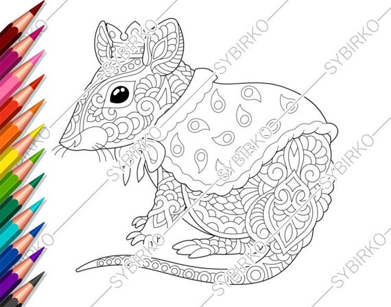 Download Coloring Pages For Adults Mouse Rat King Adult Coloring Etsy