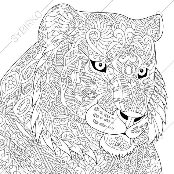 Tiger. Coloring Page. Animal coloring book pages for Adults. | Etsy