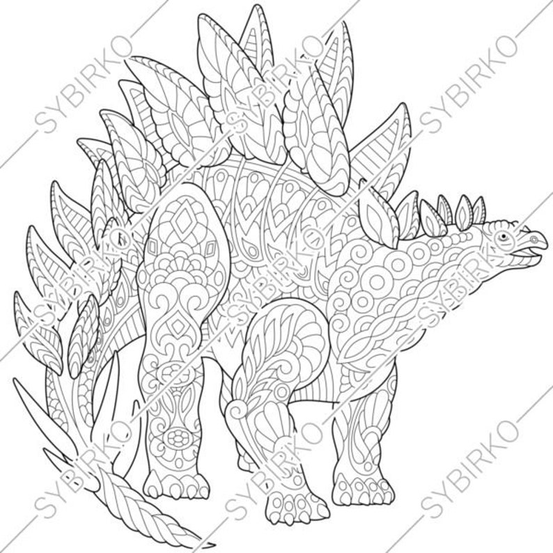 Download Coloring pages for adults. Stegosaurus Dinosaur. Adult | Etsy
