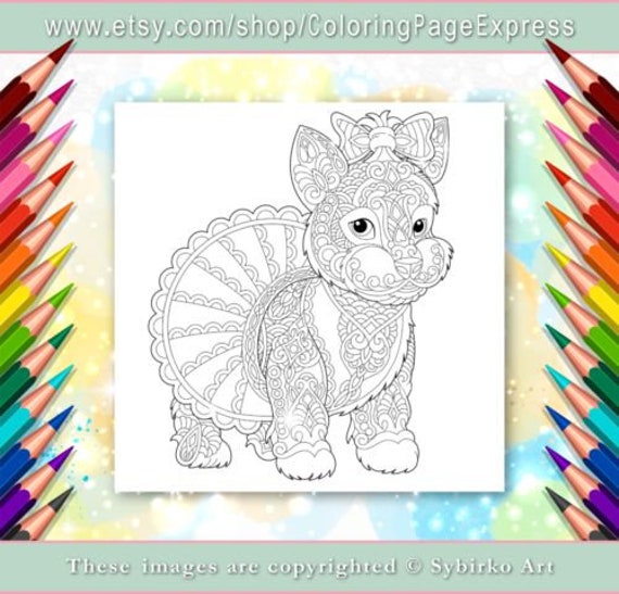Coloring Page For Adults Digital Coloring Page Yorkshire Yorkie Dog Adult Coloring Page Printable Adult Coloring Book Instant Download