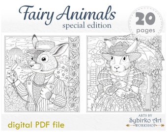 Animal portraits coloring pages. Coloring book for adults and kids. Mandala coloring bundle. Printable PDF coloring book. Instant Download.