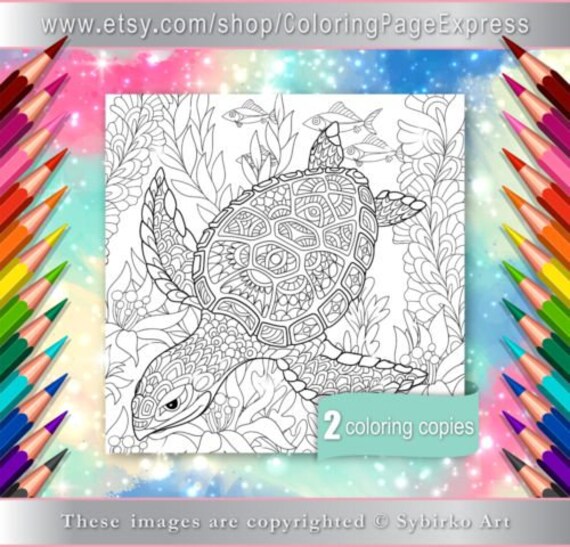 coloring pages for adults digital coloring page turtle sea ocean adult  coloring page printable adult coloring book instant download