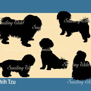 Shih Tzu silhouette svg clipart cut out dog vector graphic art Shih Tzu commercial use printable artwork design dog instant download png