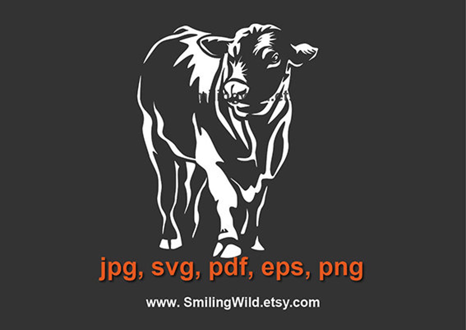 Black Angus Bull Vector Graphic, White Print SVG PNG - Etsy Canada