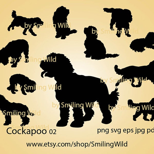 Cockapoo svg Silhouette Hund Vektor Grafik, Cockapoo geschnitten Datei schneidbare Logo-Design, Cockapoo digitale Cricut