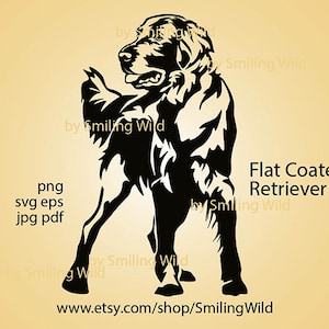 Flat Coated Retriever svg / 02 / Vektorgrafik süßer Hund Clipart Retriever schneidbar Cricut Cut Datei Hund digitales Logo-Kunstdesign