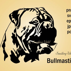 Bullmastiff portrait svg silhouette printable vector graphic art png Bullmastiff clipart  Cricut Cut File instant download design digital