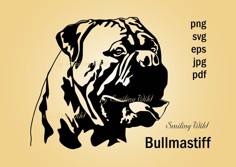 Download Bullmastiff portrait svg silhouette printable vector ...