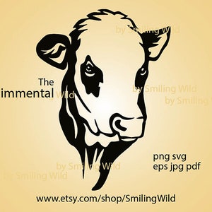 Simmental Cow SVG: Vector Graphic Portrait, Laser Cut File (Digital Download)