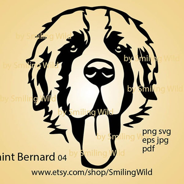 Saint Bernard svg portrait vector graphic art Saint Bernard dog logo clipart artwork cut file cuttable Saint Bernard cricut digital design