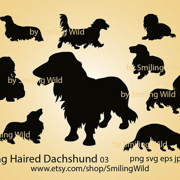 Long haired Dachshund svg silhouette dog vector graphic art cut file dacshund cuttable cricut logo design