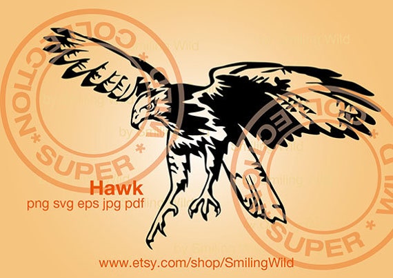 Hawk Hunting Svg Flying Bird Cut File Hawk Vector Graphic Art Etsy