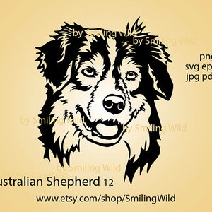 Australian Shepherd Svg Head Vector Graphic Art for Logo and Cutting ...