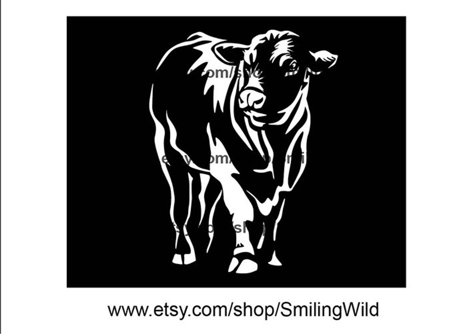 Black Angus bull svg vector graphic art Cut in White print on | Etsy