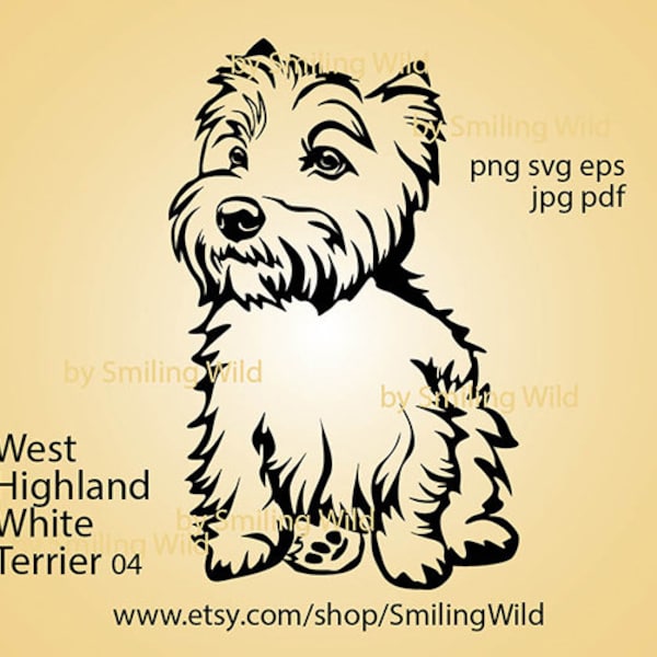 Westie svg vector art West Highland White Terrier cut file cuttable clipart Westie cricut digitl design t shirt design